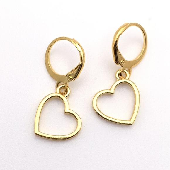 Dainty Golden Heart Earrings - Picture 4 of 5